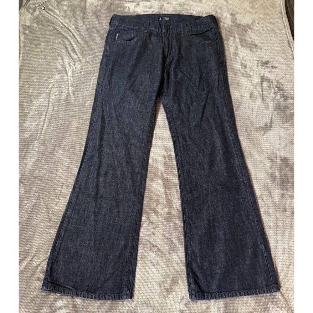 Armani Jeans Mens Straight Leg Classic Wash Dark Indigo Denim Blue Jeans 32x31